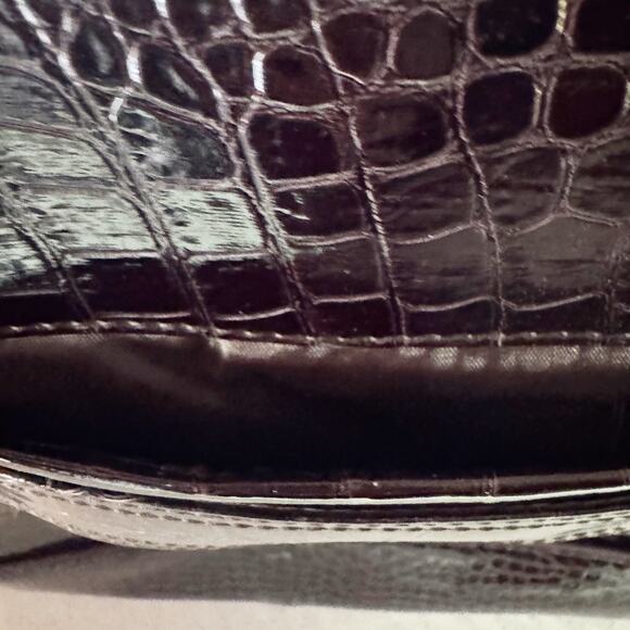 JM New York Luxury Tote Dark Brown Croc Pattern Lap Top Safe Large 16x12x5.5 New - Picture 9 of 10